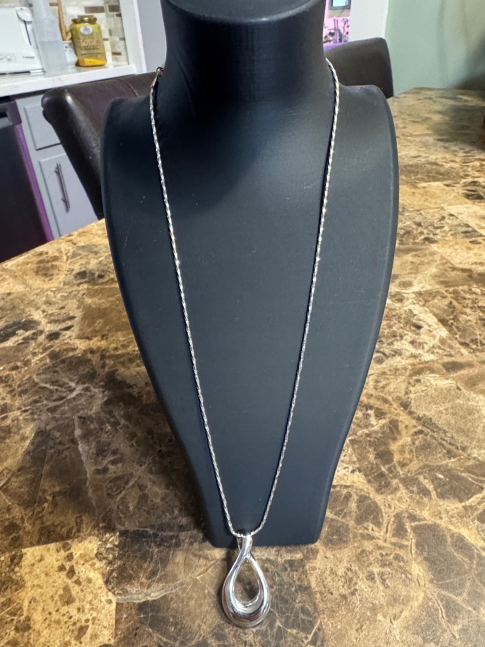 Lia Sophia Elegant Silver Teardrop Pendant Necklace - Women Jewelry
